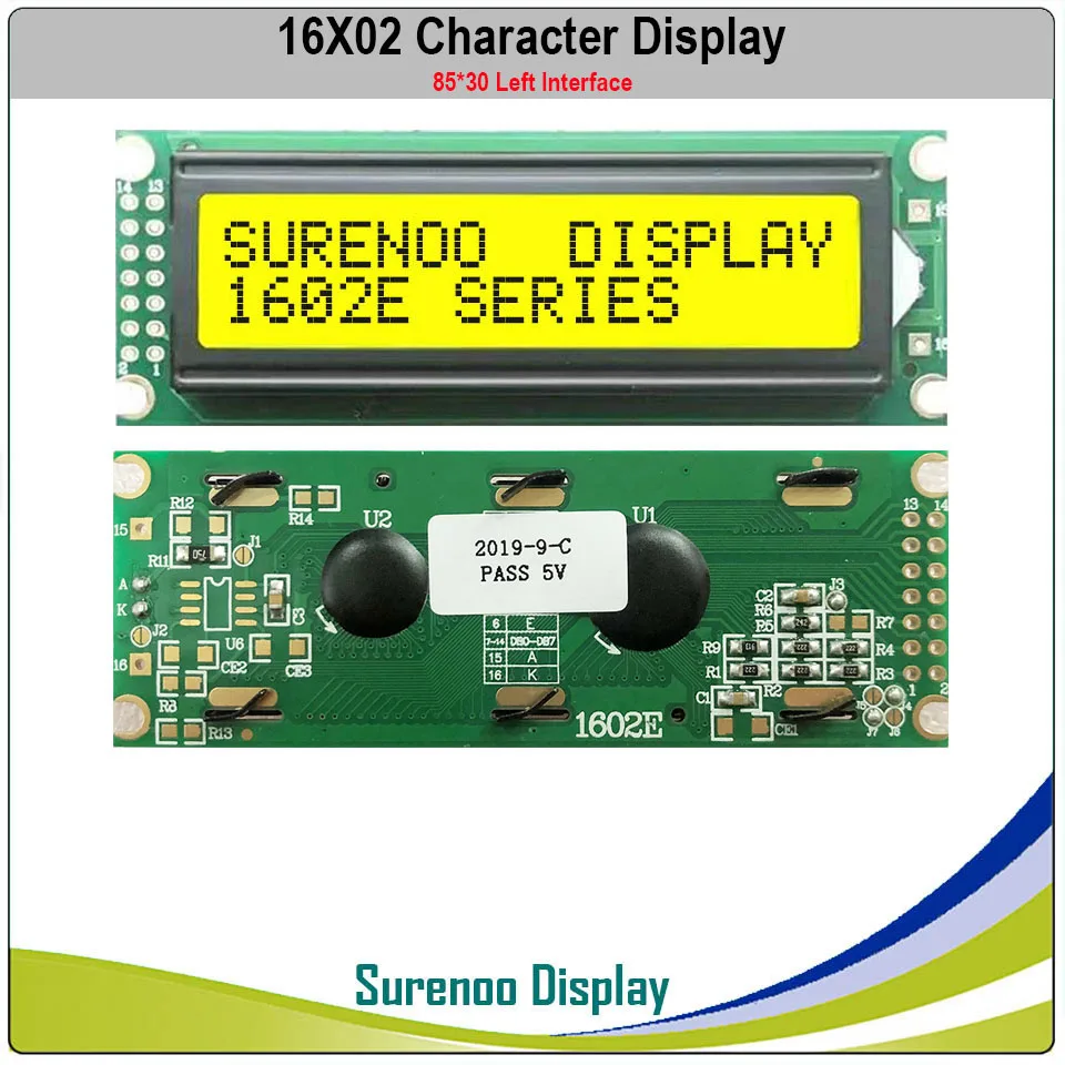 Yellow 1602 16X2 162 Big Character LCD Display Module Screen LCM Black on Yellow
