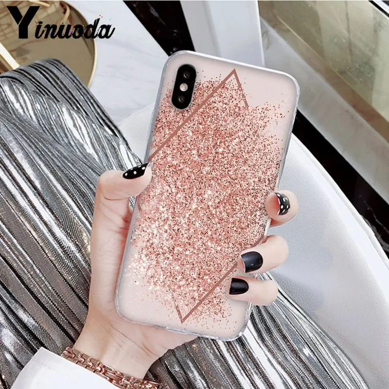 Gold Pink rose Glitter print