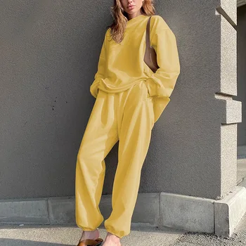 

Womens Tracksuits 2 Piece Set Summmer Autumn Oversize Sweatshirt + Sporting Pants Sweat Set Two Piece Outfit Solid Color Sets
