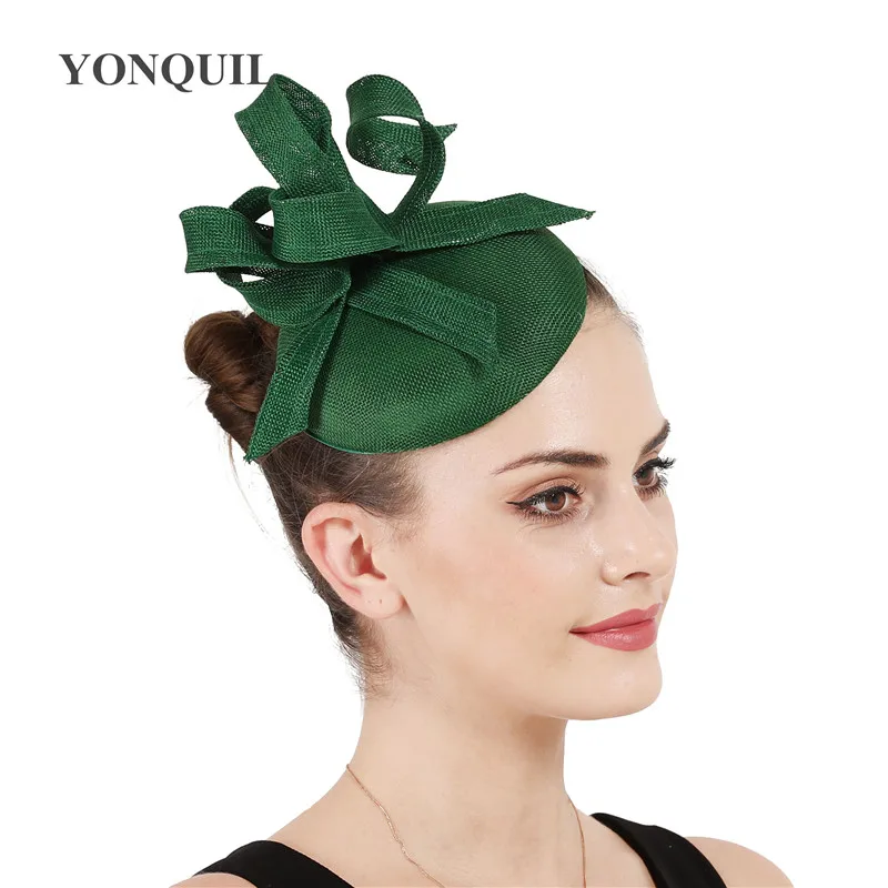 Имитация Sinamay green dinner millinery винтажная шляпка-Вуалетка fedora аксессуары для волос; свадебные выпускного вечера Коктейльная шляпка