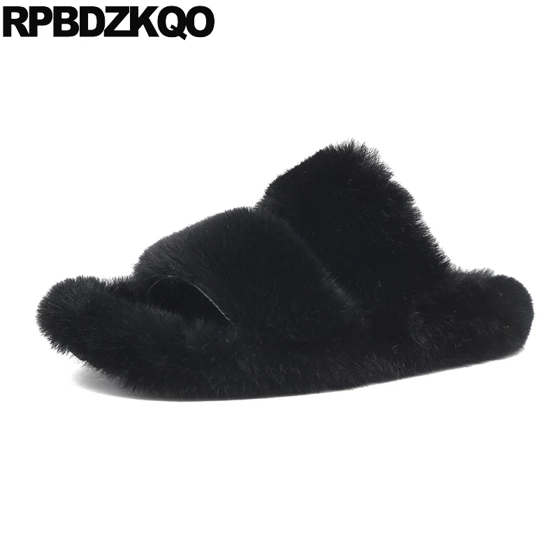 

black ladies designer cheap shoes china chinese spring autumn 2019 fur slippers slip on round toe comfortable women flats slides