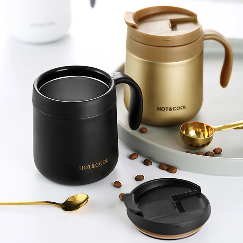 Кофейные кружки из нержавеющей стали, термос Caneca с изоляцией, крутая бутылка для воды, посуда для напитков с ручкой, чашка для путешествий, чайная кружка для офиса