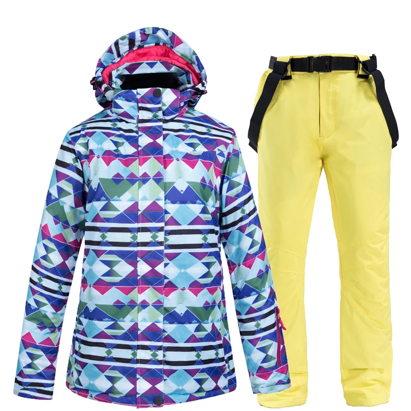 Лыжный костюм женский бренд зима высокое качество лыжная куртка и брюки зимние теплые водонепроницаемые ветрозащитные лыжные и сноубордические костюмы
