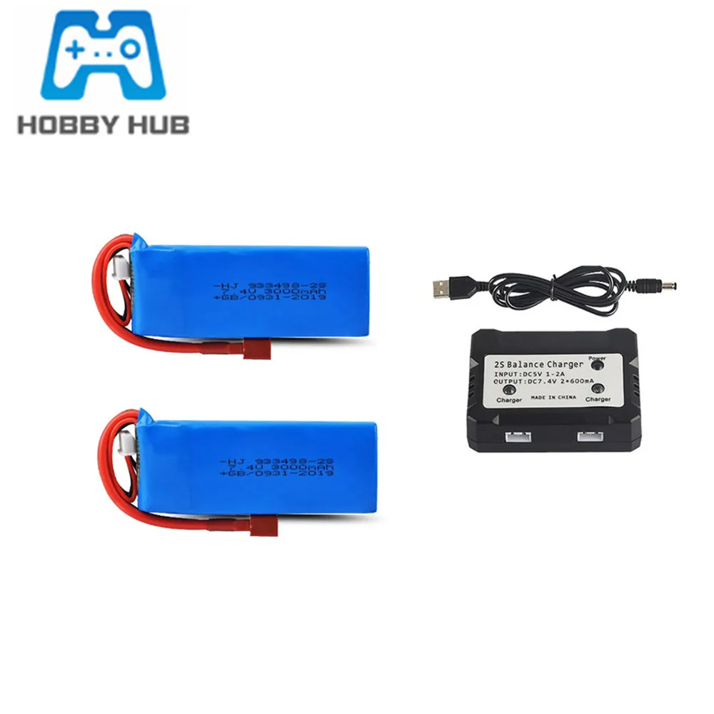 

7,4 V 3000mAh Lipo батарея для WLtoys 1/14 144001 RC игрушки автомобильные запасные части модернизированная 2s 7,4 v батарея T вилка и зарядное устройство набор