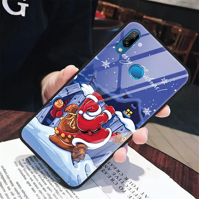 Счастливый Новогодний подарок для пар чехол из закаленного стекла для huawei Honor 20 9X 7A Pro Note 10 View 20 10 9 10 Lite 8X Play Y9 Capa - Цвет: sdlrsd