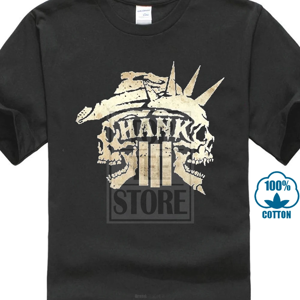 Summer Style Fashion T Shirts Men'S Short O Neck Sleeve Aich Hank Williams Jr Iii Skull Logo Black Shirt |