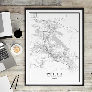 

Georgia Black and White City Map Poster Nordic Living Room Tbilisi POTI Wall Art Home Decor Canvas Painting Creative gift