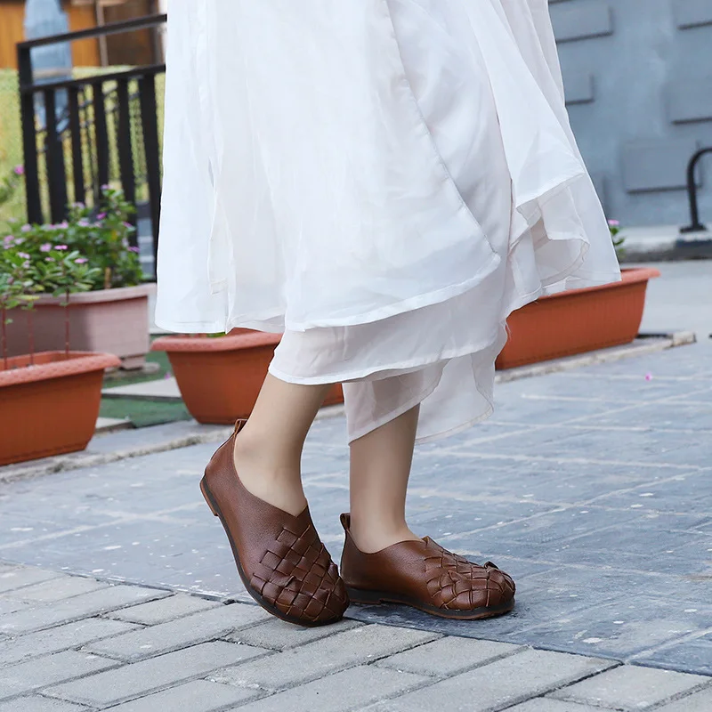 

2020 Spring And Summer New Style Casual Versatile WOMEN'S Genuine Leather Shoes Soft Bottom Is Comfortable Flat Breathable Shoes