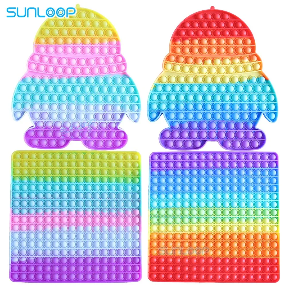 New Giant pop bubbles Puzzle Fidget Rainbow Big pops XXL Among toy Tie dye Simple Dimple Toy Dimmer Stress for Children Gift | Игрушки и