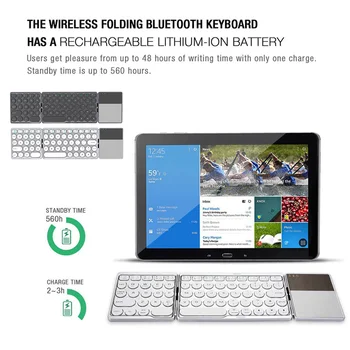 

Portable Bluetooth Folding Keypad Wireless Touchpad For IOS/Android/Windows Ipad Rechargeable Battery
