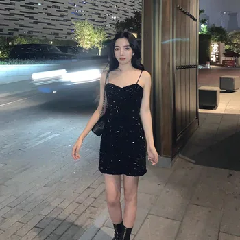 

Women Dress Sequined Dress New Sexy Black Dress