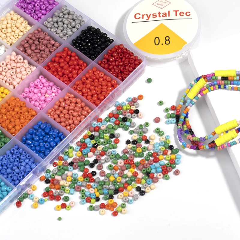 Glass Seed Beads 24 Colorful Seed Bead Kit with Letter Beads Heart