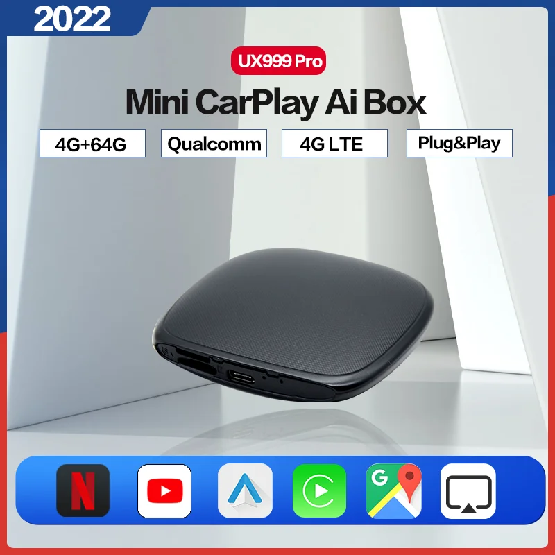 Carplay Ai Box Netflix Youtube Беспроводная система Android 9.0 UX999 Pro Buletooth 5 0 Встроенный Gps для