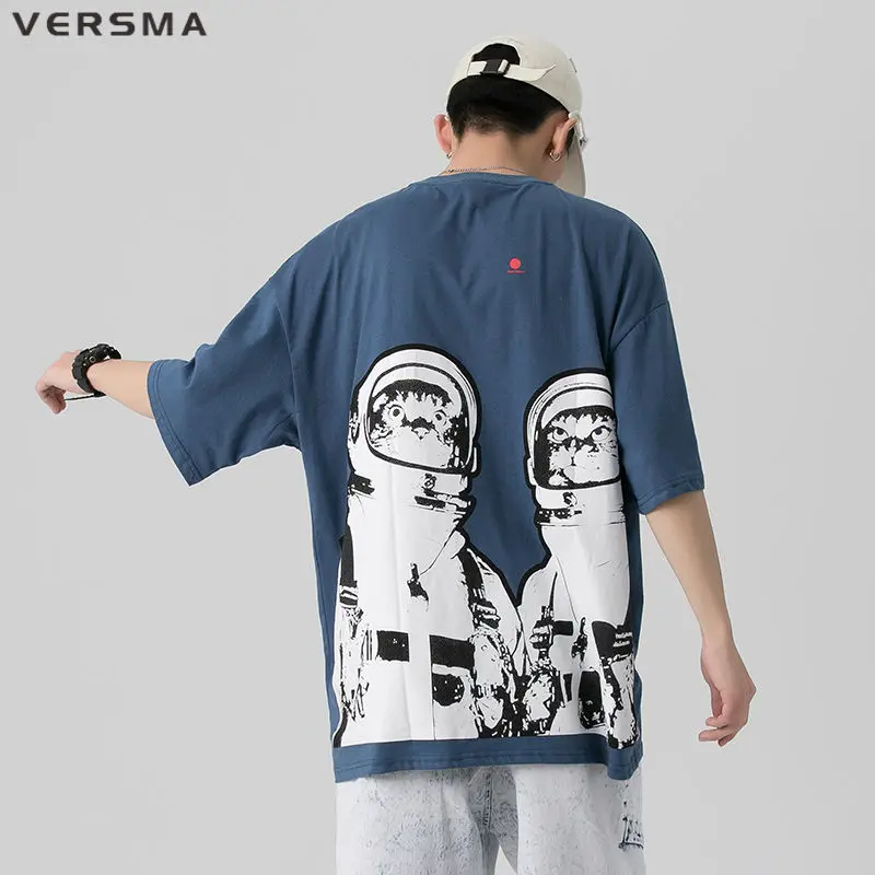 

VERSMA Korean Harajuku Fun Personalized T-shirts Men Cartoon Print Short Sleeve Cotton T-shirt Women Plus Size 5XL Dropshipping