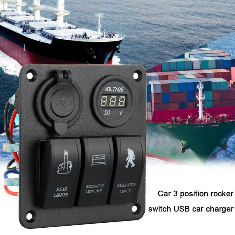 120 Вт судовые лодки рокер USB тумблер светодиодный переключатель панель 3 способа водонепроницаемый прочный