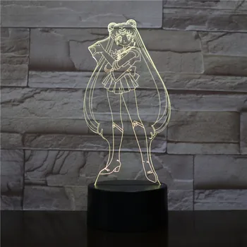 

Led Nightlight 7 Color Changing Clock Base Bedroom Decor Japanese Anime Sailor Moon 3d Led Table Lamp for Friend Birthday Gifts