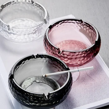 

Crystal Glass Ash Tray Black/ Red/Tranparent Round Shape Ashtray Cigar Smoking Accessory Household Office KTV Smoking Supply