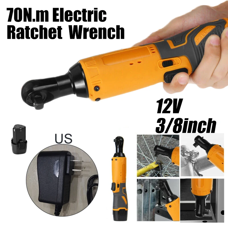 

12V Electric Cordless Ratchet Right Angle Wrench 3/8in Tool With 6000mAh Battery Electric Ratchet Wrench Charger