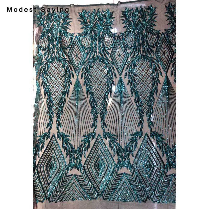 5 ярдов блестящие темно-зеленые блестки ткань для вечернего платья вышитая сетчатая ткань для свадебной вечеринки Выпускные платья сеточный кружевной материал - Цвет: dark green
