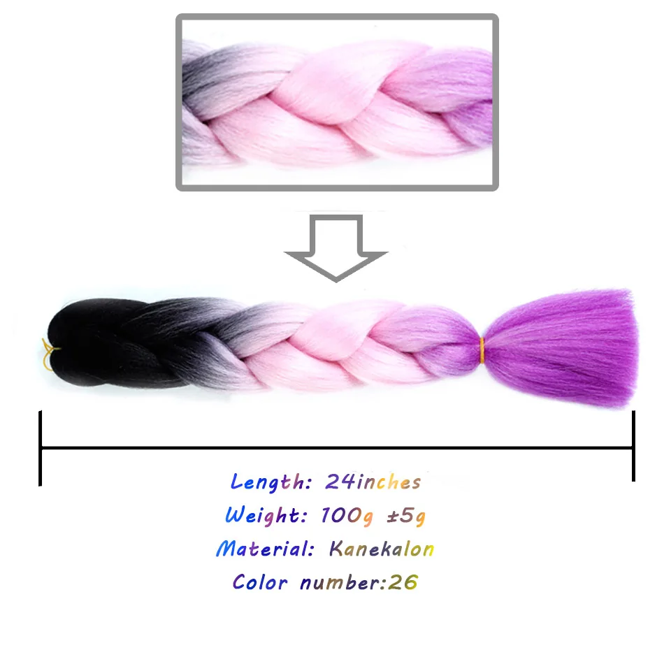 Оплетка для волос Омбре, оплетка для волос, розовый, желтый, золотой цвета, вязанные крючком косы, аксессуары для волос, синтетические плетеные волосы - Цвет: T1B/красный