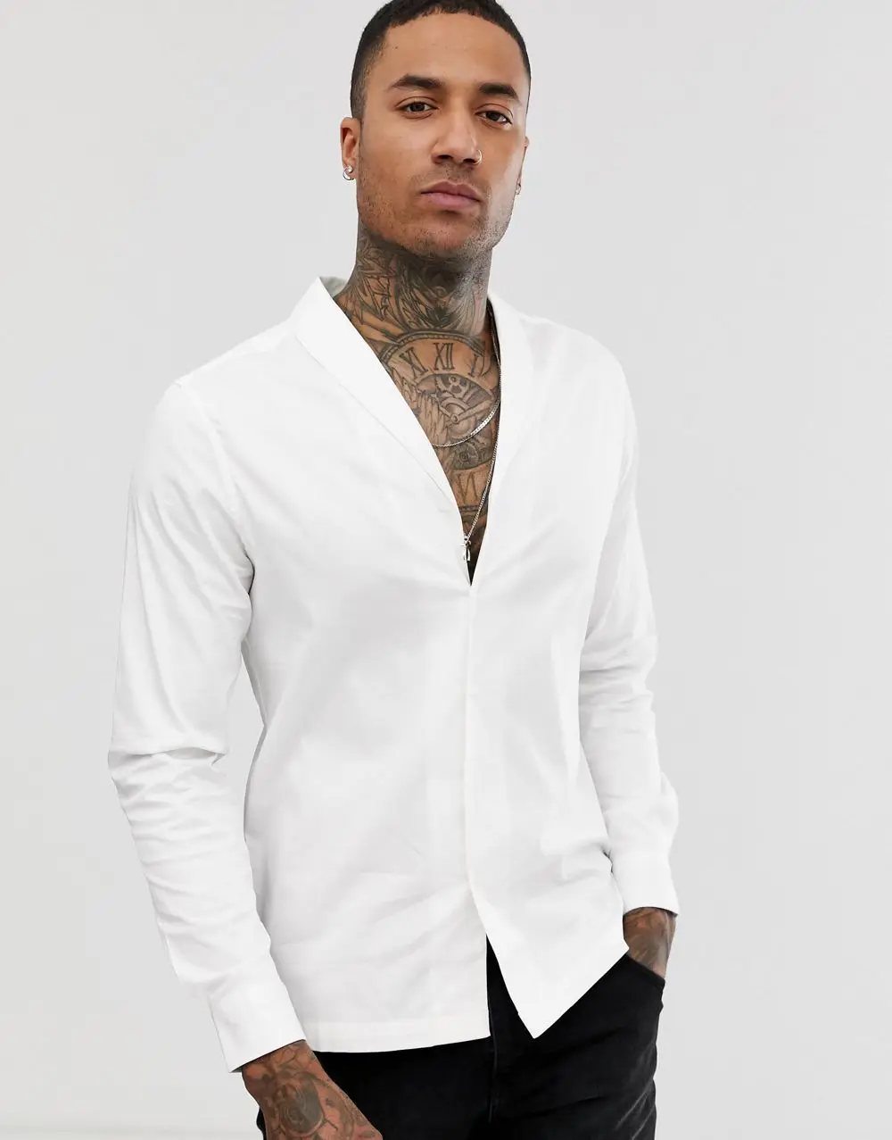 

S-6XL 2019 New men's clothing Hair Stylist Show temperament Elliptical collar design Shirt plus size costumes
