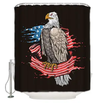 

Shower Curtains for Bathroom Abstract Bald Eagle American Flag, Stars and Stripe Flag Waterproof Fabric Bathroom DecorBathtub