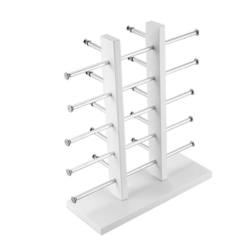

2 Row 5 Layers Wooden Sunglasses Rack Holder Frame Glasses Sale Show Display Stand Organizer for 10 Pair Sunglasses White