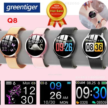 

Greentiger Q8 Waterproof Fashion Women Smart Watch Fitness Tracker Heart Rate monitor Blood pressure Ladies Smartwatch VS Q1