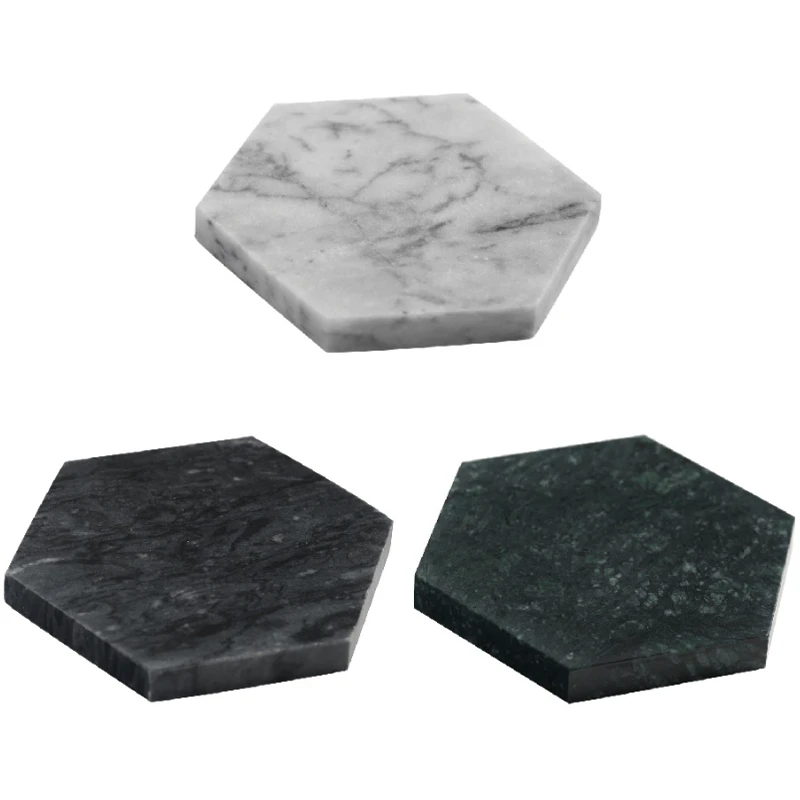 3PCS Nordic Natural Marble Coaster Irregular Diamond Insulation Coffee