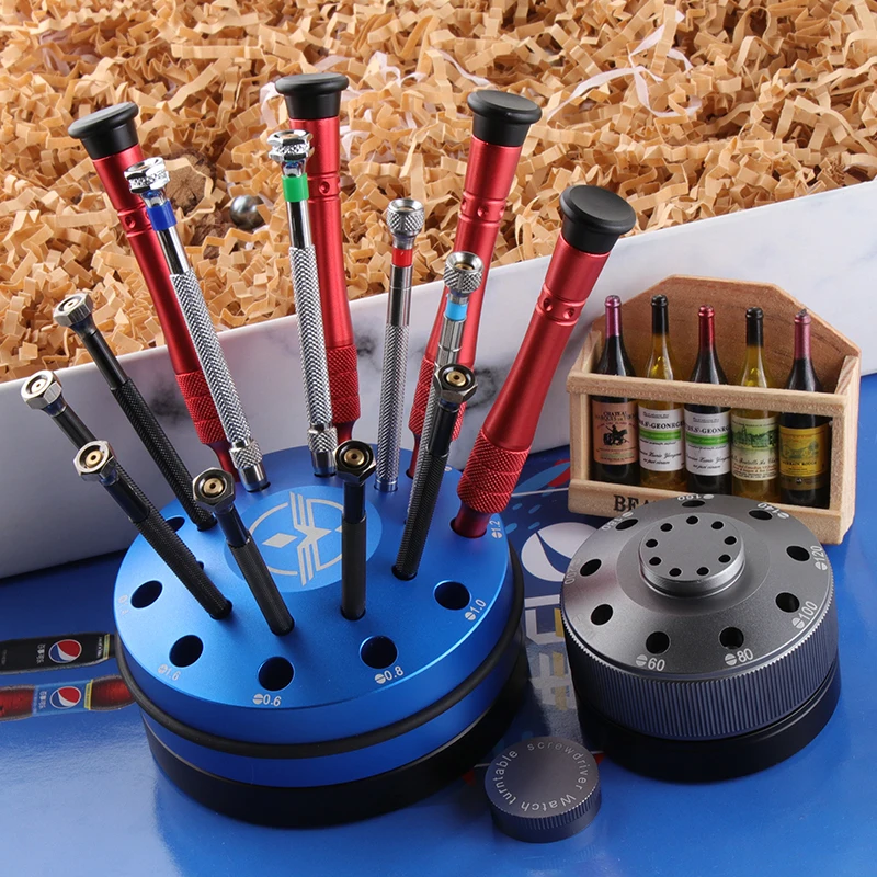 Watchband Stainless Steel Metal Organized Watch Accessories Repair Tools Kits Turntable Rotating Screwdriver Non-Slip