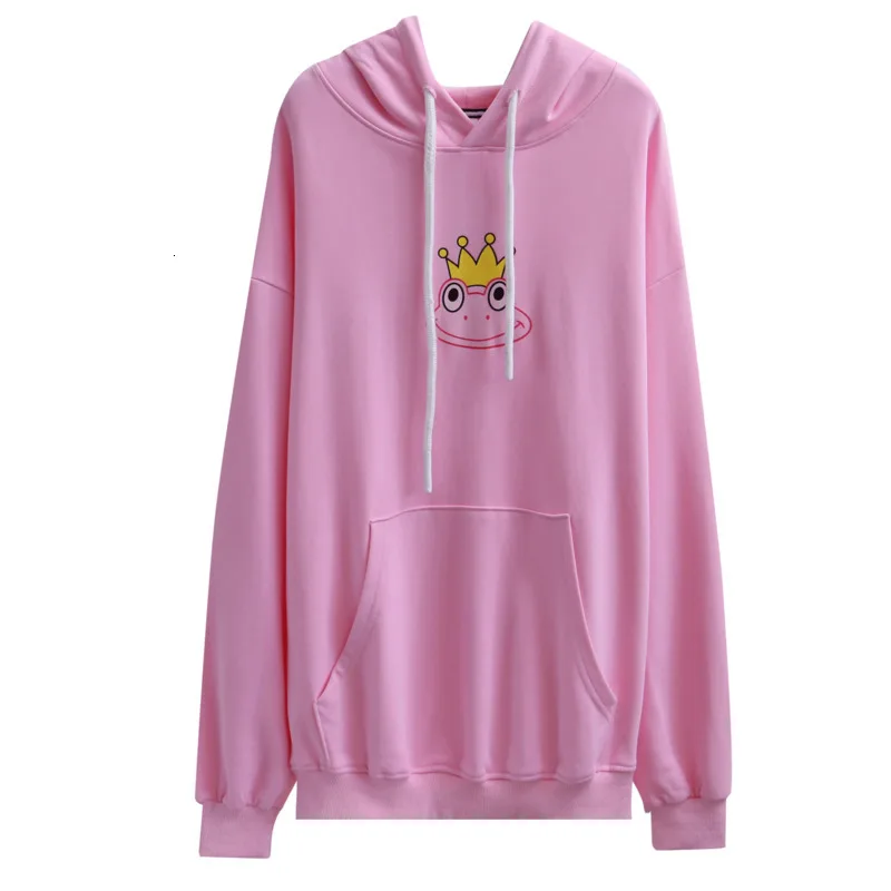 Уличная мода мультяшная лягушка ангел принт толстовки женские с капюшоном осень
