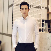 Мужская осенняя и зимняя новая узкая деловая Повседневная рубашка с острым воротником, Высококачественная модная мужская рубашка с длинными рукавами
