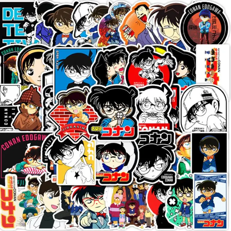 10/30/50pcs  Anime Detective Conan Graffiti Diy Car Bike  Skateboard Travel Suitcase Phone Laptop Luggage Stickers Cute Kids 10 30 50pcs fullmetal alchemist anime graffiti stickers diy motorcycle travel luggage skateboard classic kid toy sticker decal