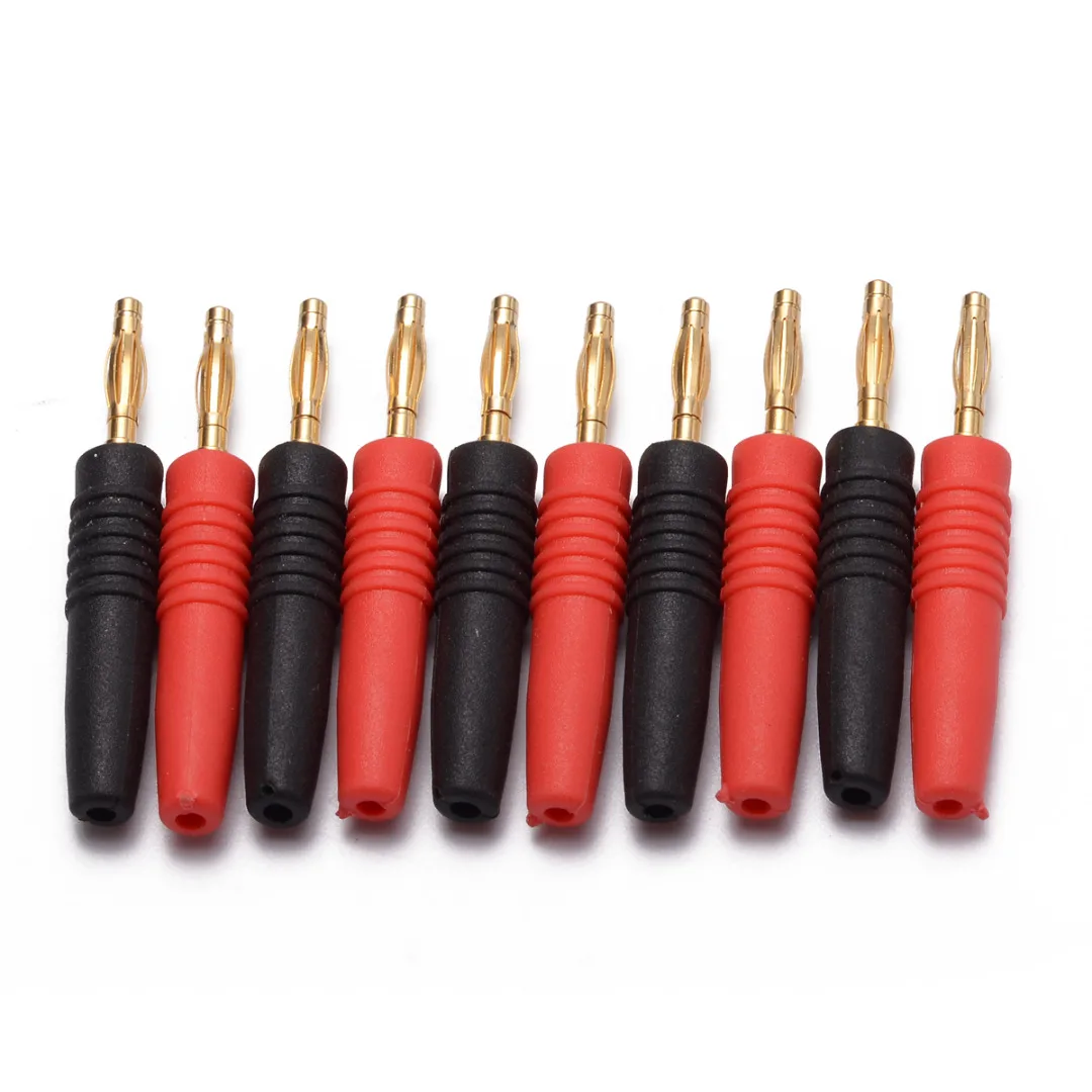 10 шт. 2/4 мм вилка штекерного типа динамика разъем красный + черный покрытый золотом Проволочный припой Тип провод кабеля динамика Pin