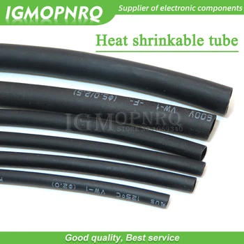 

5Meters/LOT Heat shrinkable tube 1mm 1.5mm 2mm 3mm 4mm 5mm 6mm Black Insulation Sleeve