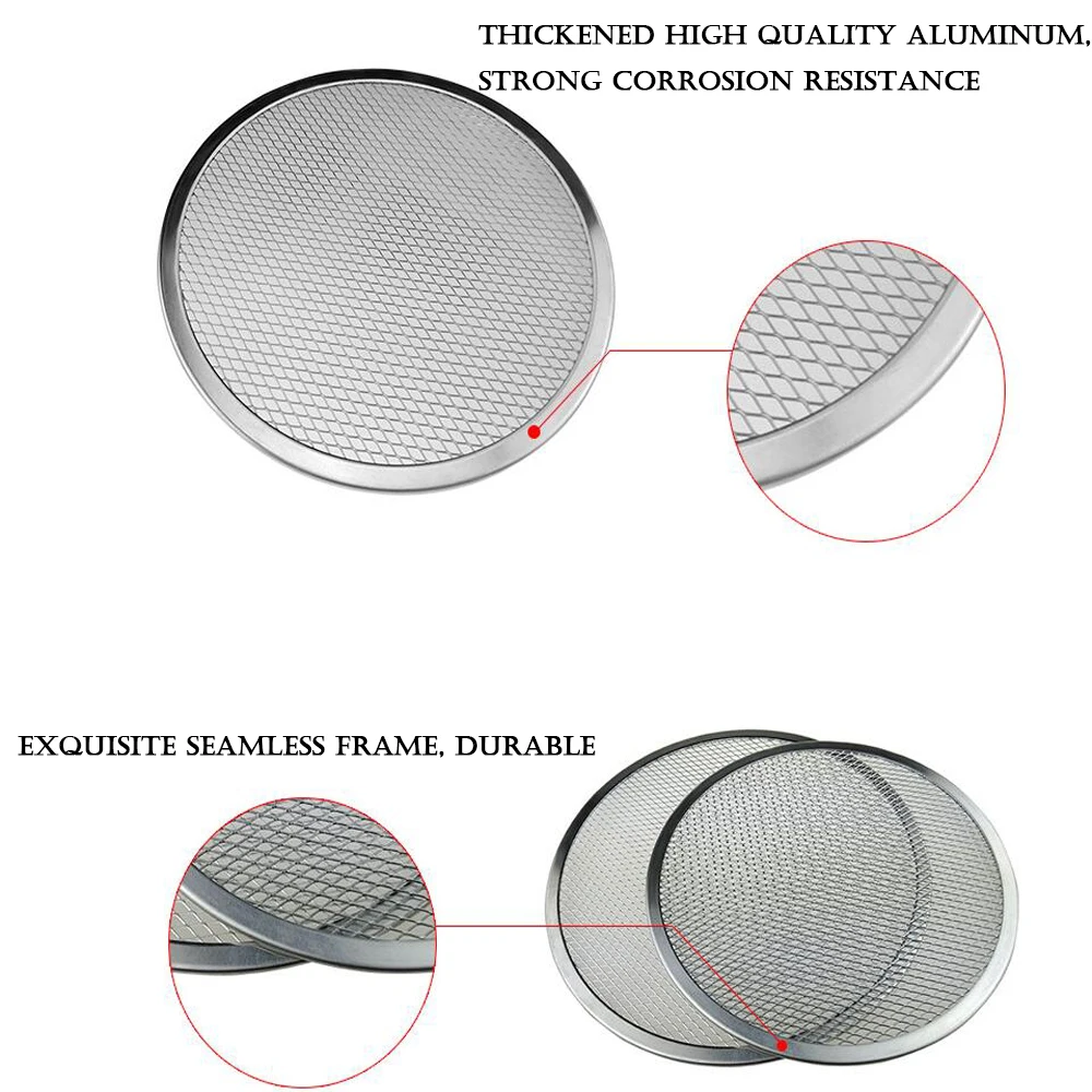 2PCS 6//7/8/9/11/15 inch Reuse Non-Stick Aluminum Mesh Pizza Screen Pasta Baking Tray Metal Net Bakeware Kitchen Baking Tools