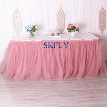 

SK005K custom made wedding dusty pink tulle table skirt with velcro no top