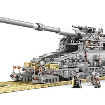 

In Shock Technic MOC Military German 80cm K[E] Railway Gun "Dora" Model Large Building Blocks Bricks Tank Fit Lepining Toys Gift