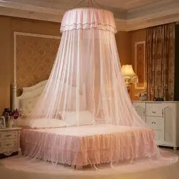

Luxury Princess Lace Palace Hanging Curtain Canopy Mosquito Net Repellent for Single Double Bed Tent Kid Baby Crib (No Bracket)
