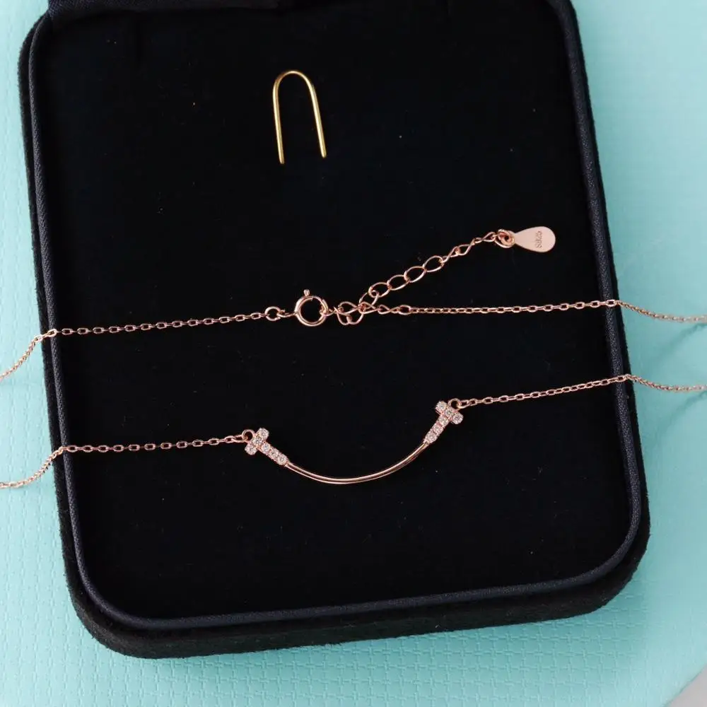 TSHOU328 романтическое ожерелье из стерлингового серебра 925 пробы с цирконием кулон