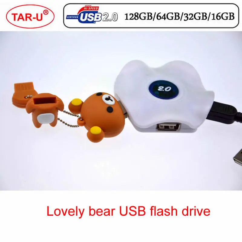 best pen drive brand Cartoon 64GB cute Bear personality USB Flash Drive 4GB 8GB 16GB 32GB Pendrive USB 2.0 Usb stick usb 3.1 flash drive