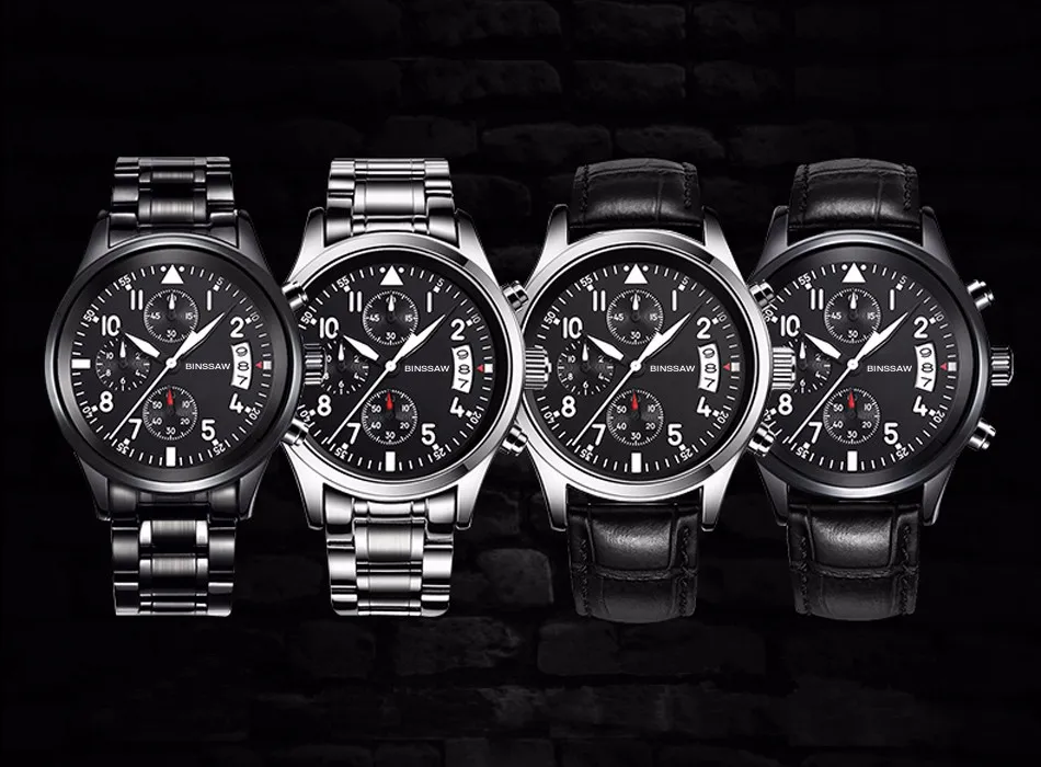 BINSSAW nieuwelux MerkTop Quartz Horloges Quartz-horloge Relogio Masculino