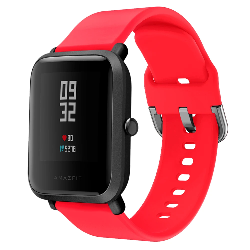 Красный Силиконовый мягкий ремешок для Xiaomi Huami Amazfit Bip BIT Lite Молодежные умные часы браслет на запястье для Amazfit gts ремешок для часов 20 мм ремешок - Цвет: Красный