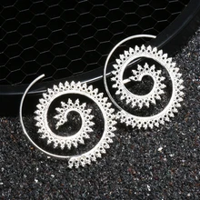 Богемные серьги с большими кругами, модные круглые спиральные латунные племенные серьги-кольца, очаровательные богемные ювелирные изделия для женщин, Femme Bijoux, подарок