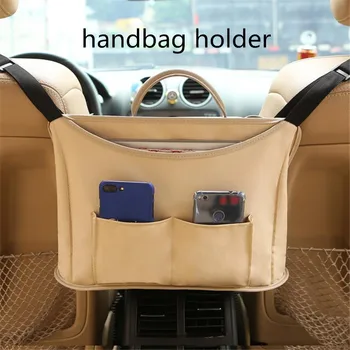 Ulepszony wieszak na torebki z kieszenią samochodową ze skóry między dwoma siedzeniami do przechowywania bagażu tanie i dobre opinie CN (pochodzenie)