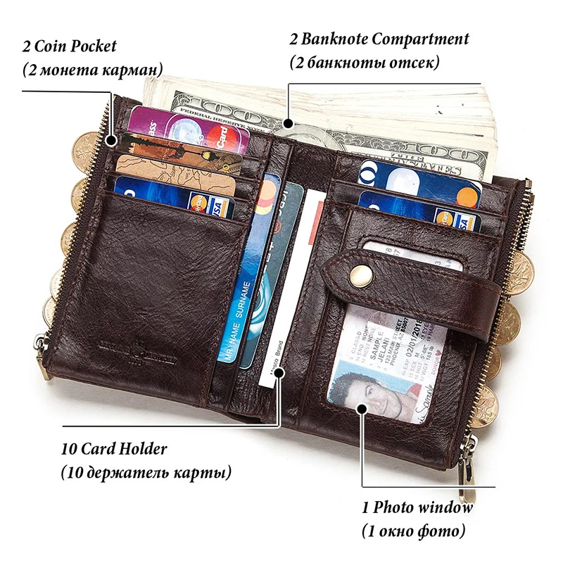 Comprar GZCZ RFID cuero genuino Rfid billetera hombres Crazy Horse carteras monedero corto hombre dinero bolsa calidad diseñador Mini Walet pequeño