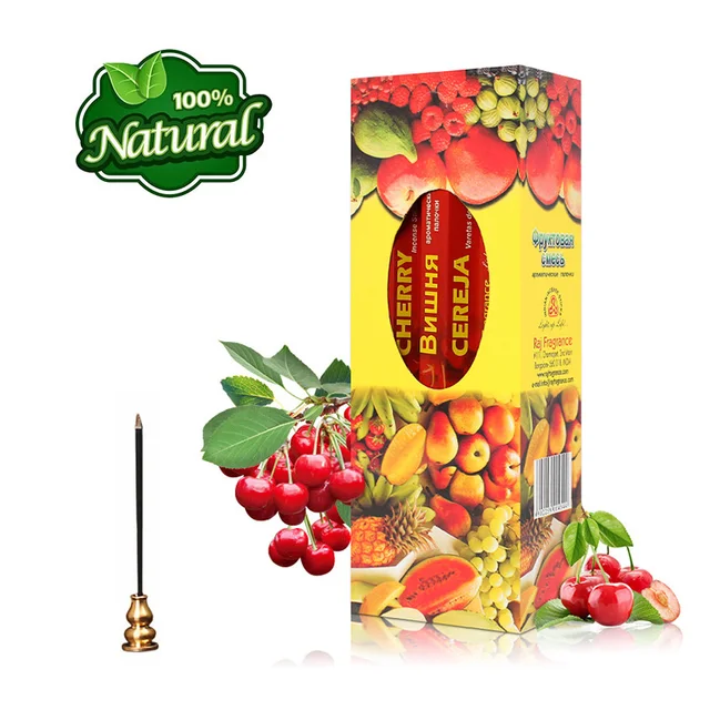 Raj Natural India Bot Füstölő Ömlesztett Ömlesztés, Cseresznye Ízű Aromaterápia, Tiszta Levegő Illat Pihenés, Jóga, Meditáció, Frissítés, Ajándékcsomag