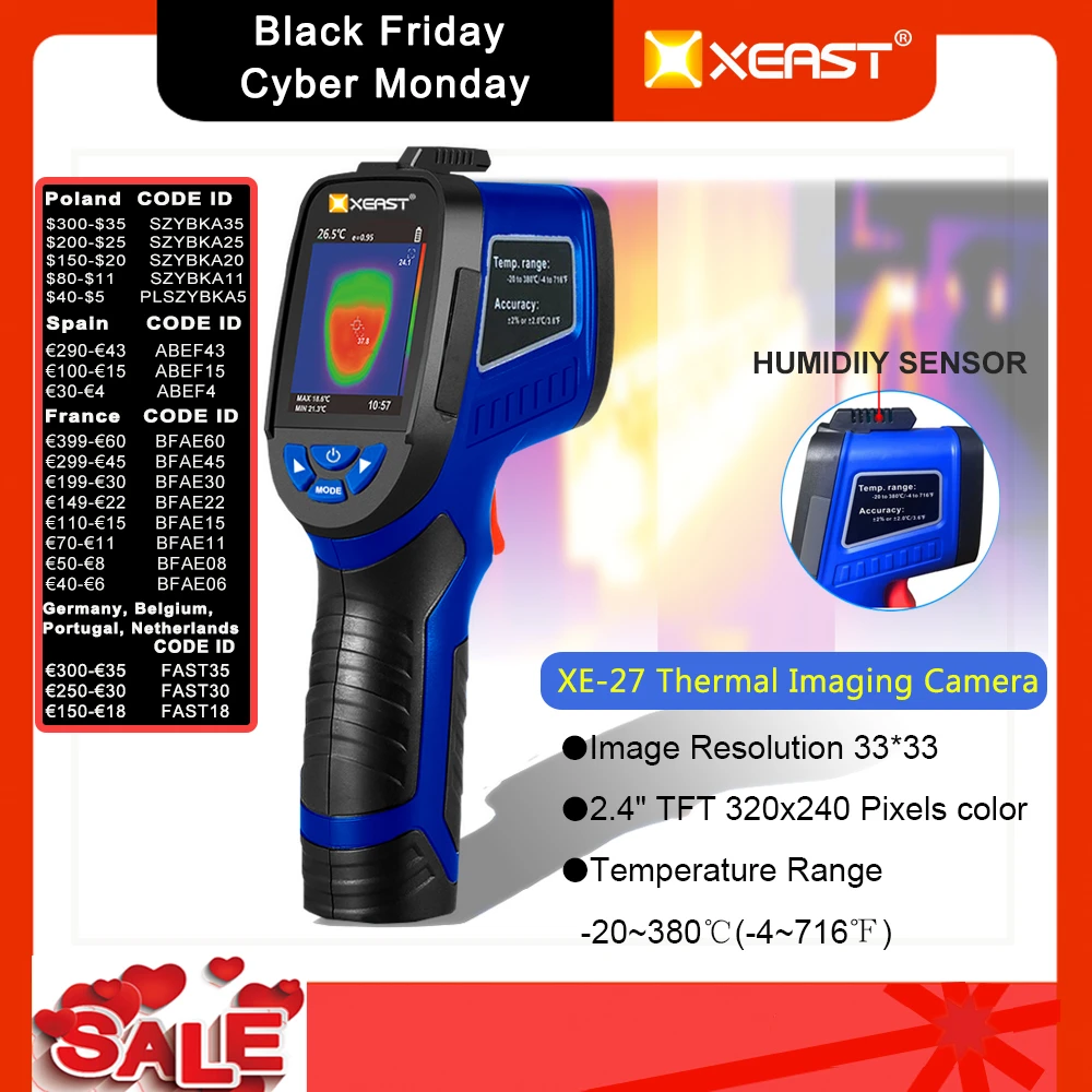 Portable Handheld Thermal Imaging Camera with 2.4 Color Display Screen 33 X 33 IR Resolution Infrared Thermal Imager Portable Handheld Thermal Imaging Camera with 2.4 Color Display Screen 33 X 33 IR Resolution Infrared Thermal Imager