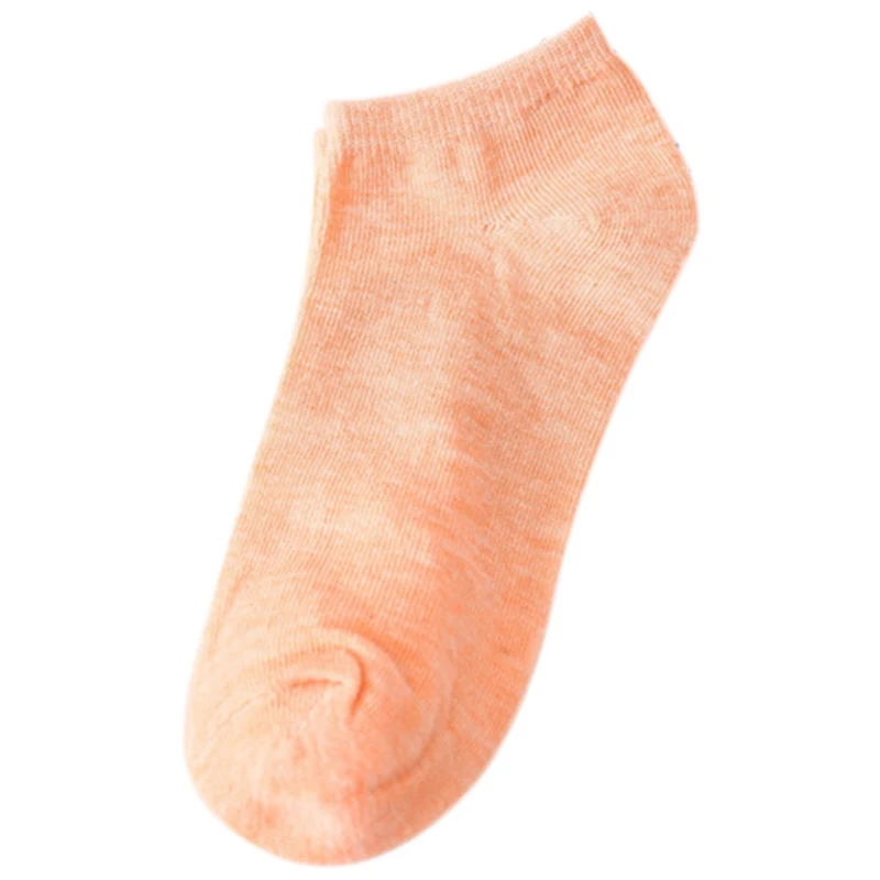 2pcs Invisible Color Cotton Women'S Socks Candy Color Solid Color Female Cotton Socks Shallow Mouth Socks- Orange& Light Pink