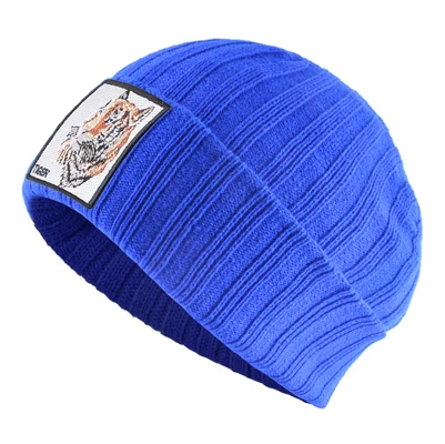 Blue2 TQMSMY вышивка шапки в виде тигра мужские зимние вязаные шапочки Skullies женские вязаные однотонные хип хоп шляпы для мальчиков и девочек теплая шапочка TBLH - Цвет: Blue2